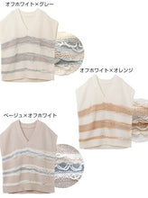 將圖片載入圖庫檢視器 高質pattern~寛鬆針織背心 · 2色入